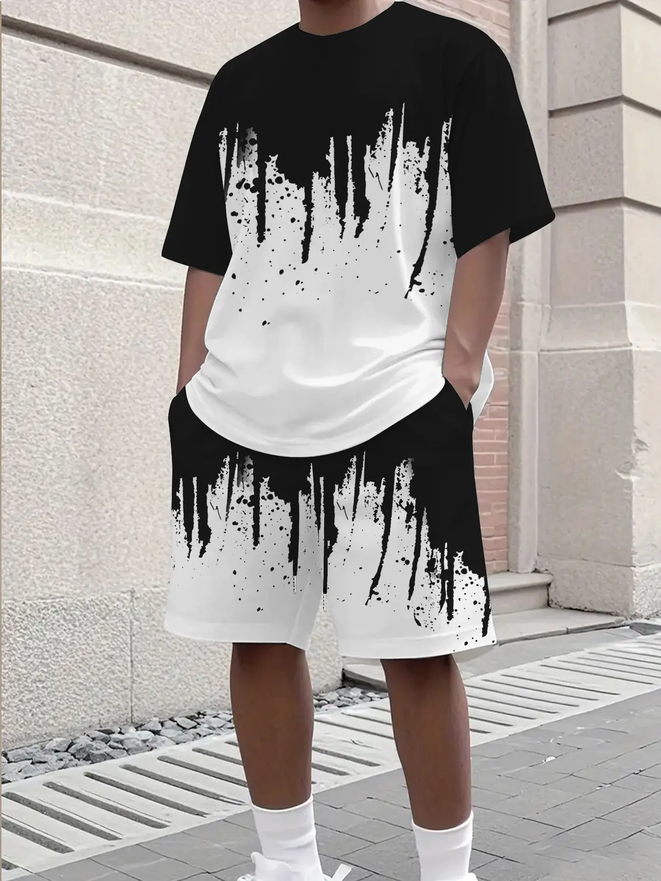 

Summer Street Fashion Men's T-shirt And Shorts Set 3D Camouflage Print Men's Short-sleeved Top Outdoor Sports Men's Shorts