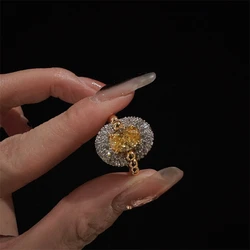 Classic Fashion Crystal Oval Stainless Steel Adjustable Ring for Women Brides Wedding Engagement Rings Jewelry Accessories