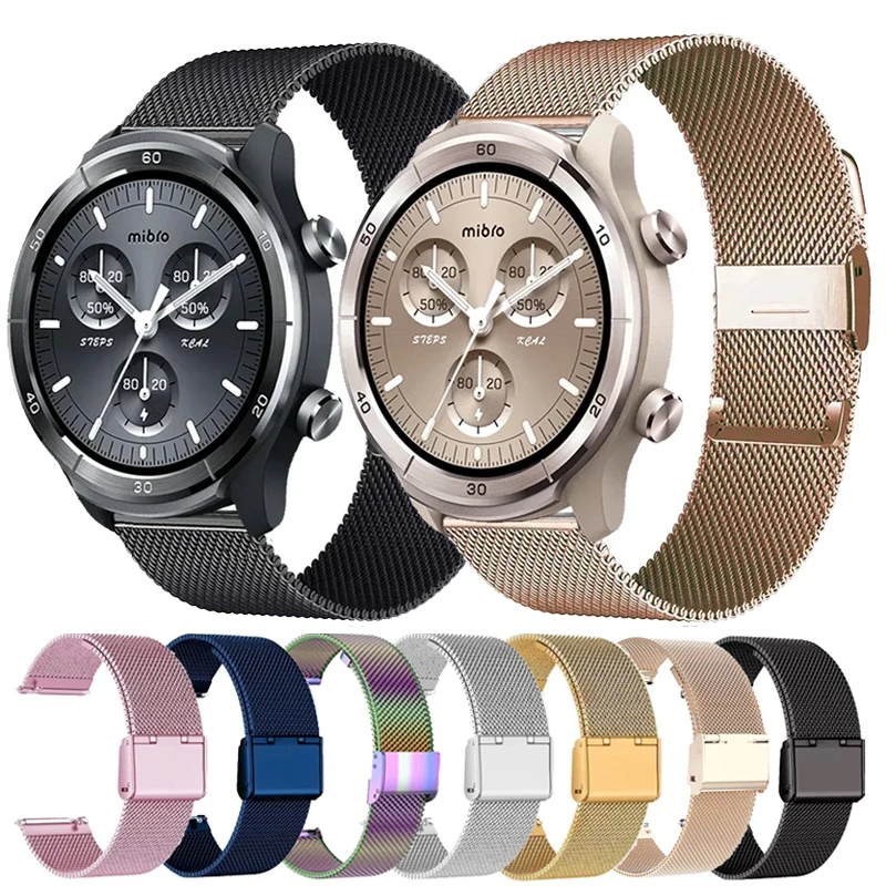 22 مللي متر حزام الساعات ل Mibro A3 A2 A1 X1 Milanese حزام معدني معصمه ل Mibro لايت 3 برو/Mibro لايت 2 3 C4 C3 سوار كوريا