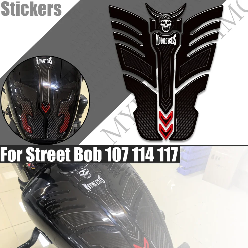For Street Bob 107 114 117  Motorcycle Tank Pad TankPad Cap Grips Gas Fuel Knee moto Stickers Decals Protection