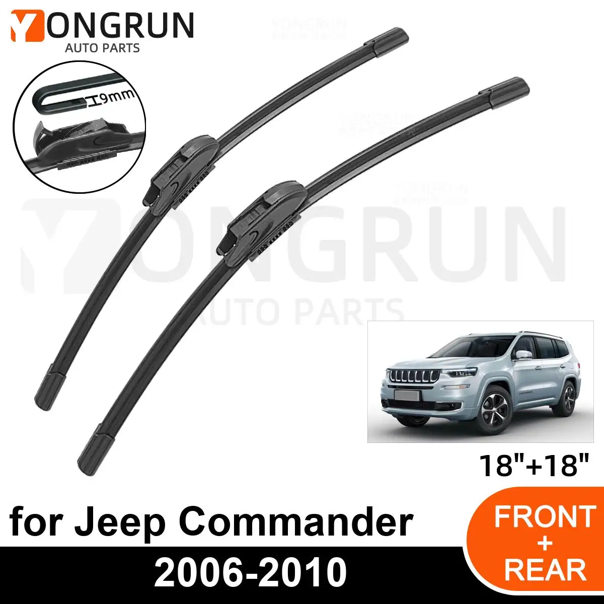 

Car Front Windshield Wipers For Jeep Commander 2006-2010 Wiper Blade Rubber 18"+18" Car Windshield Windscreen Accessories