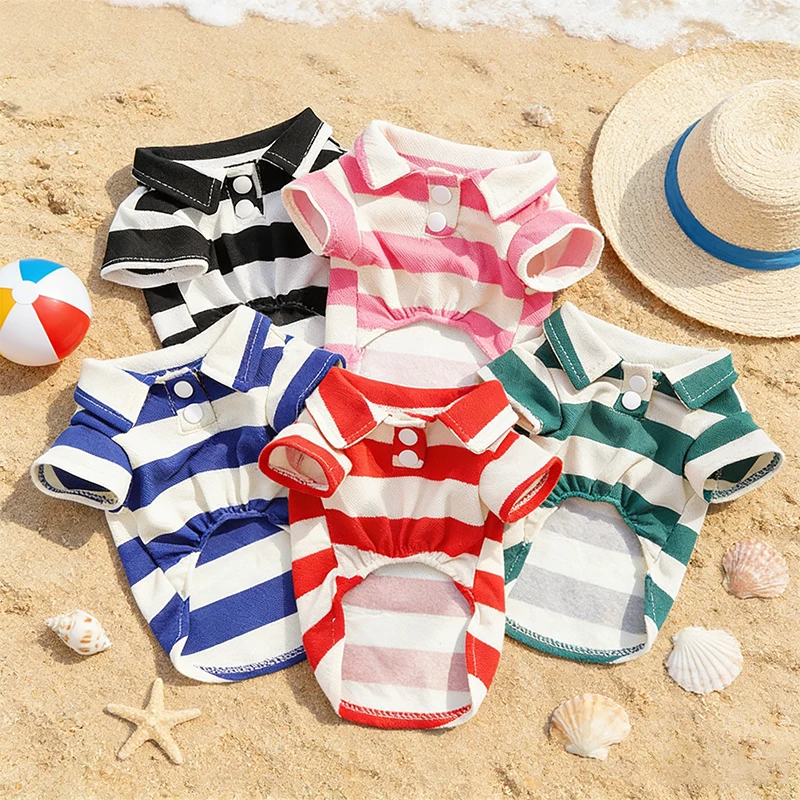 Summer Dog Clothes Fashion Simple Striped Dog Shirts Chihuah