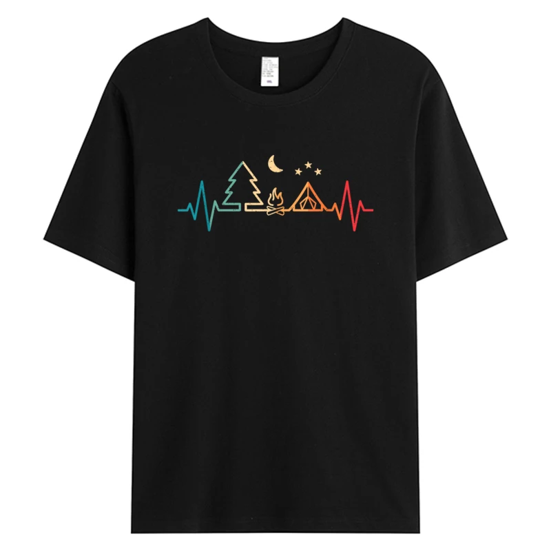 

2025 Retro Group Classic Tees Heartbeat Nature Camper Holiday Mens 100% Cotton Graphic T-Shirt Men Unisex Tops Christmas Gift