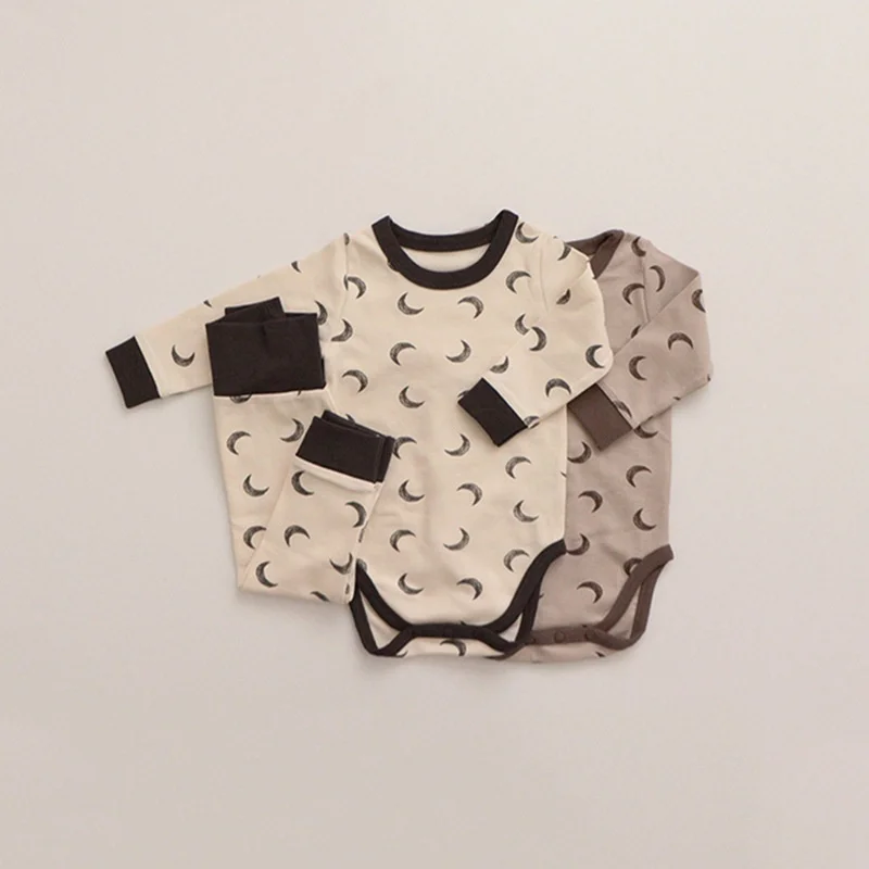 3-24 MonthesBaby Clothing Suit Long Sleeve Romper Star Print Cotton Jumpsuit Winter With Leggings Boy Girl Kid Clothes