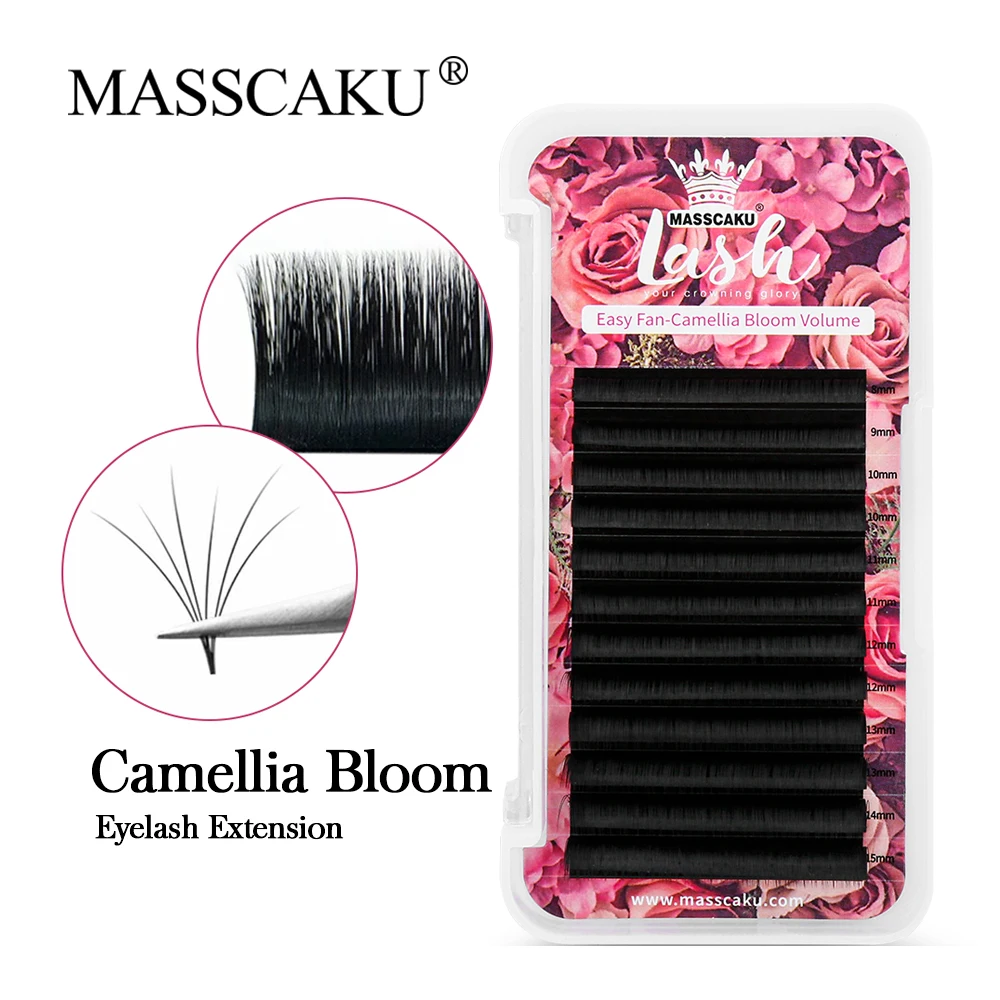 

8-20mm Auto-fan False Eyelashes C CC D DD Curl Easy Fanning Eyelash Extensions One Second Bloom Mega Volume Lashes by MASSCAKU