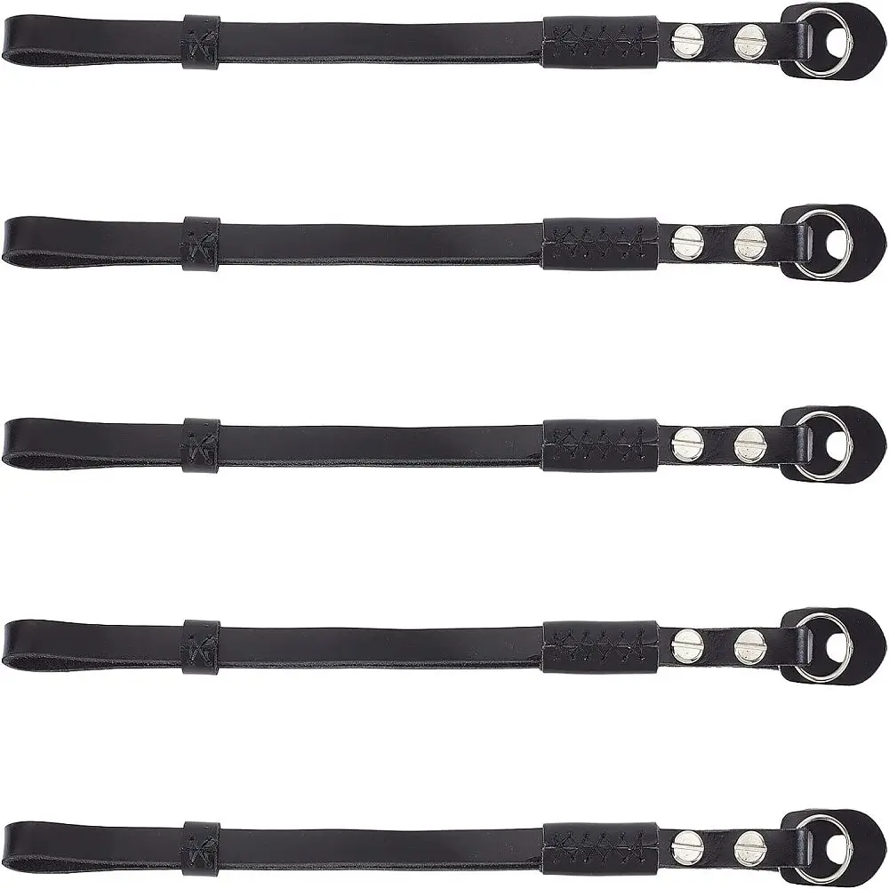 

Leather Camera Cage Handles Camera Wristlet Straps with Iron Finding Black 255x14x11mm