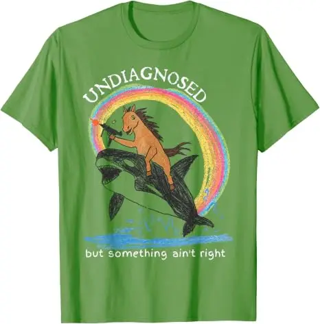Nicht diagnostiziert, aber irgendetwas stimmt nicht Pferde reiten Wal Männer T-Shirt Y2k Kunstwerk Regenbogen Grafik Ästhetik Kleidung Mode T-Shirts – Detail 8