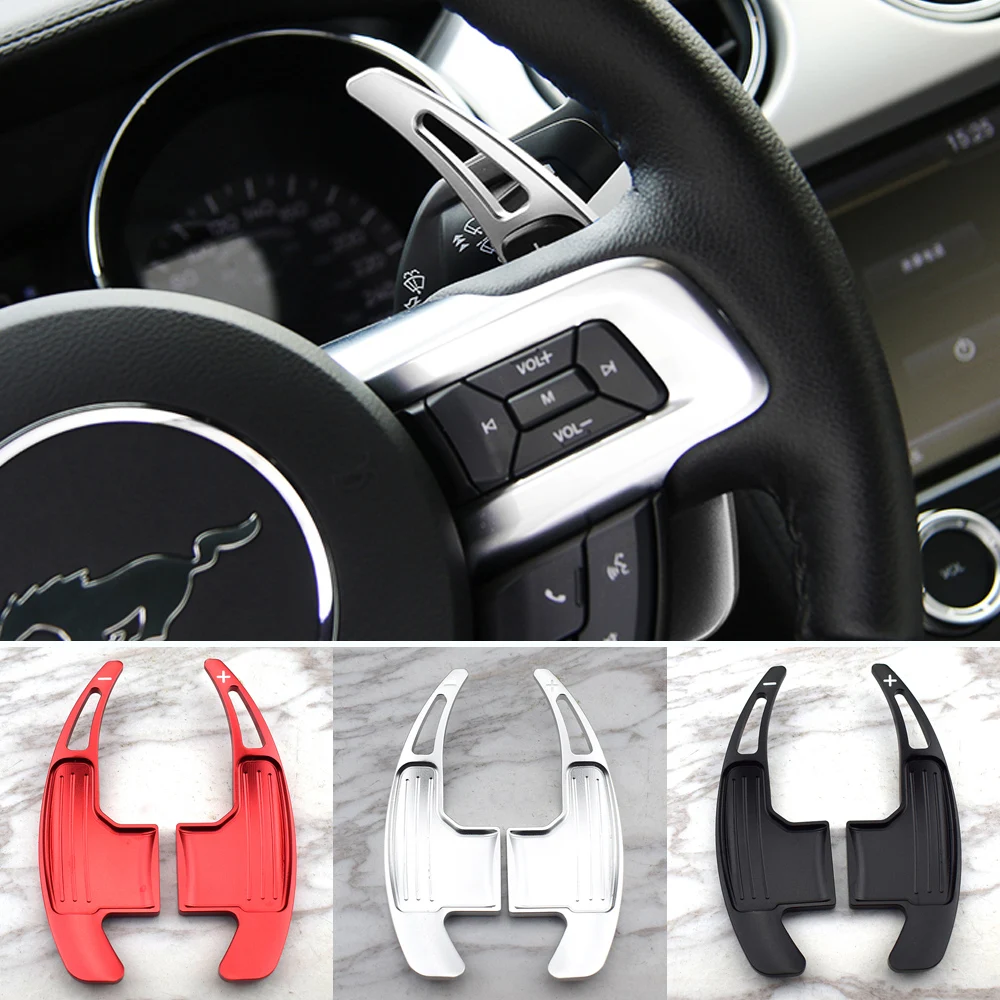 

Aluminum Car Interior Steering Wheel Shift Paddle Shifters Decoration Stickers For Ford Mustang 2015-2020 Up Car Styling