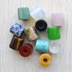 Fashion good quality natural stone big hole mixed cylinder shape beads 16mmx16mm for jewelry accessories making 12pcs wholesale