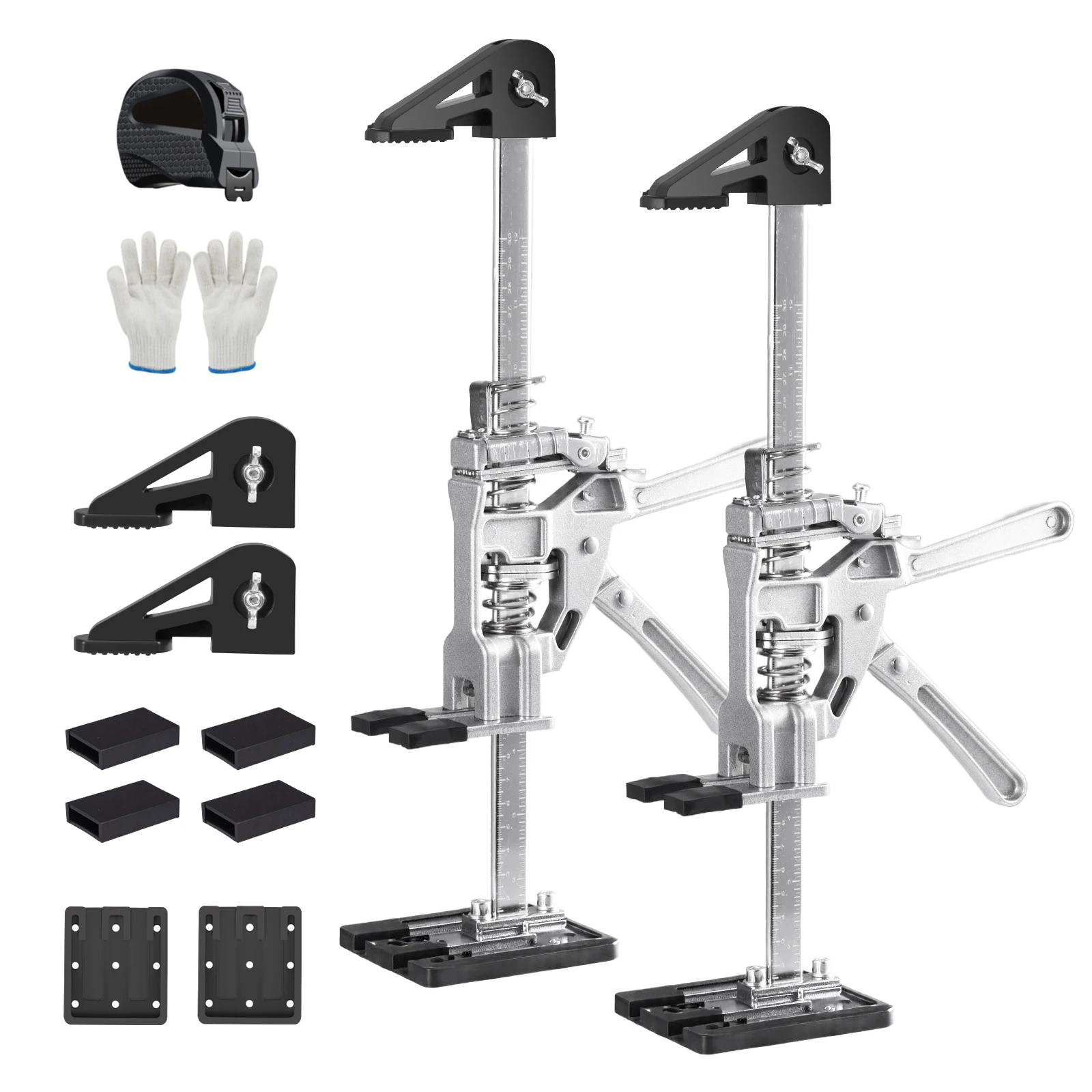 

2 шт., домкрат для экономии труда, 15,6-дюймовый подъемник для гипсокартона, настенный локатор для плитки, регулятор высоты 0-22,86 см, многофункциональный домкрат для шкафа, доска