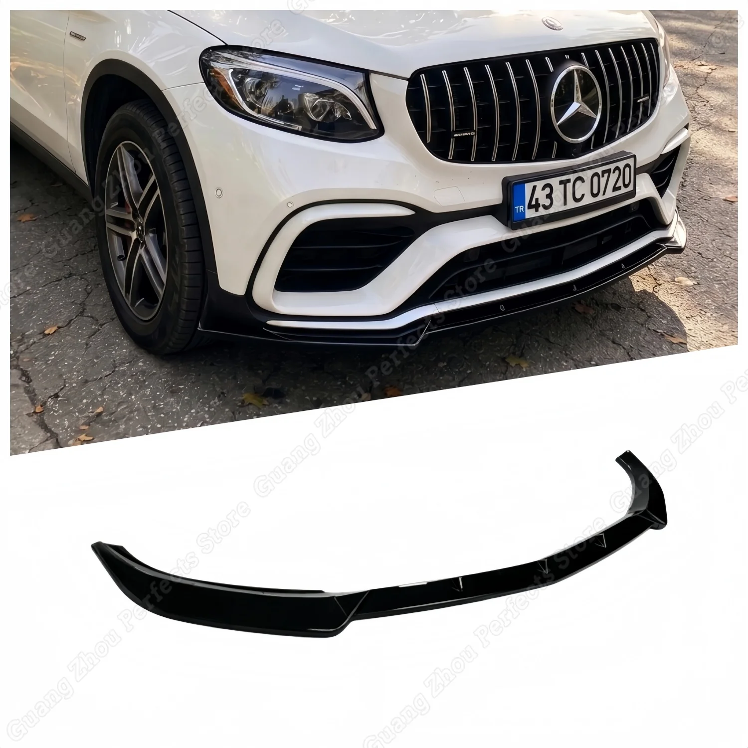 For Mercedes-Benz GLC63 X253 Pre-Facelift 2016-2019 Car Front Bumper Lip Spoiler Splitter Diffuser Over Bodykits Accessories