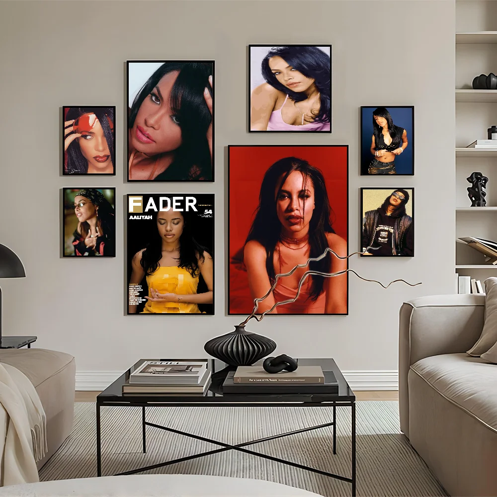 Singer A-Aaliyah Vintage Posters Sticky Vintage Room Home Bar Cafe Decor Kawaii Room Decor