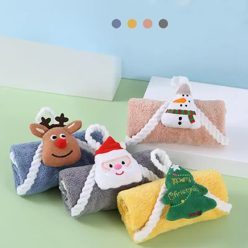 1pc Christmas Hand Towel Snowman Santa Xmas Tree, Velvet Quick-Dry Hanging Towel for Bathroom Kitchen, Autumn Halloween