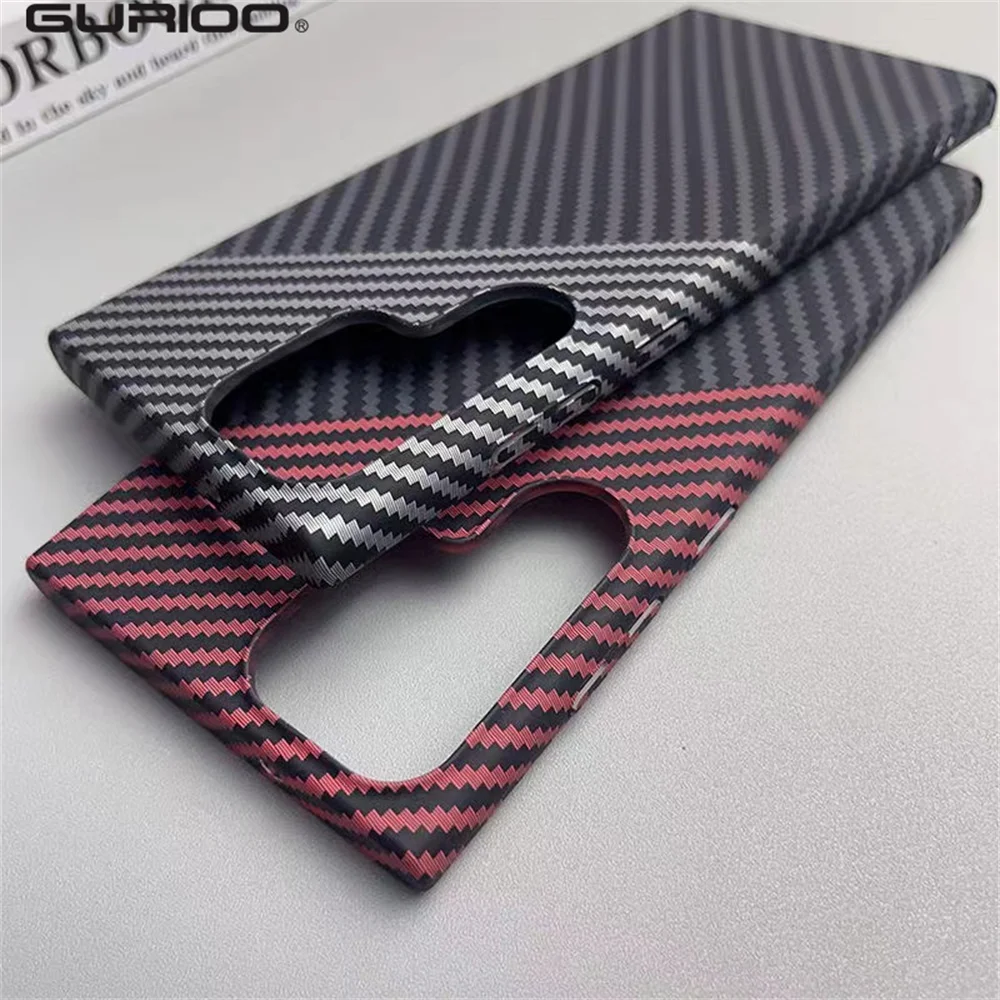 حافظة فاخرة رفيعة من ألياف الكربون لهاتف سامسونج جالاكسي S24 S23 S22 Plus Ultra Note 20 10 غطاء خلفي صلب غير لامع