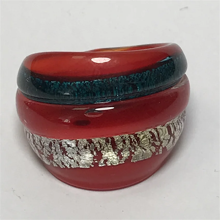 New Handmade For Neutral Women Men Retro Style Murano Glass Multiple Colors Liuli Red Finger Rings Fashion Jewelry