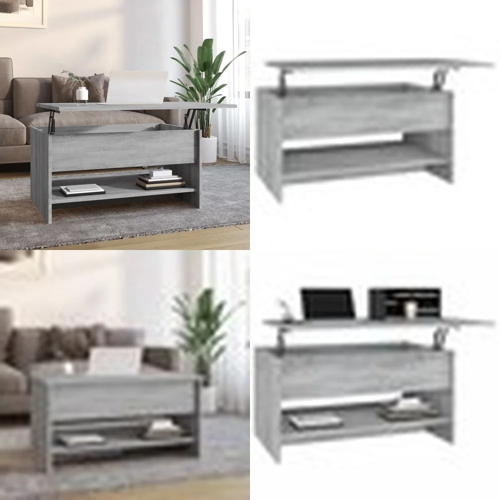 

Café TablesModern Grey Sonoma Coffee Table with Adjustable Height Engineered Wood Stylish Living Room Furniture