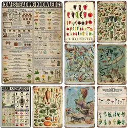 Vintage Mushroom Medicine Flower Insect Butterfly Vegetable Pumpkin Carrot Metal Aluminum Signs Home Room Garden Wall Art Plants