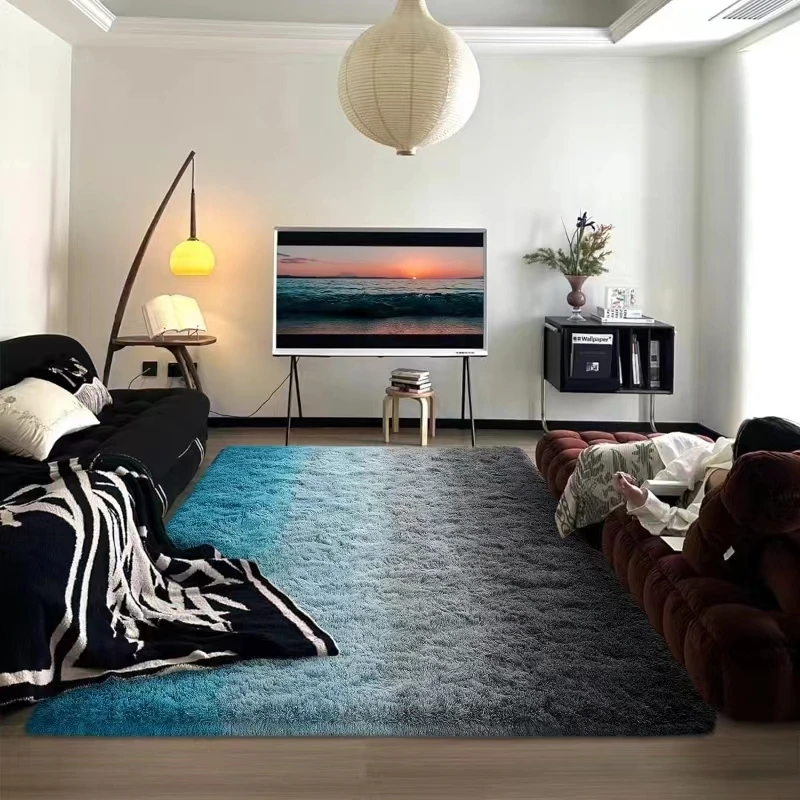 VIKAMA Tie-Dye Gradient Shaggy Carpet Simple Living Room Sofa Shaggy Floor Mat Bedroom Shaggy Carpet