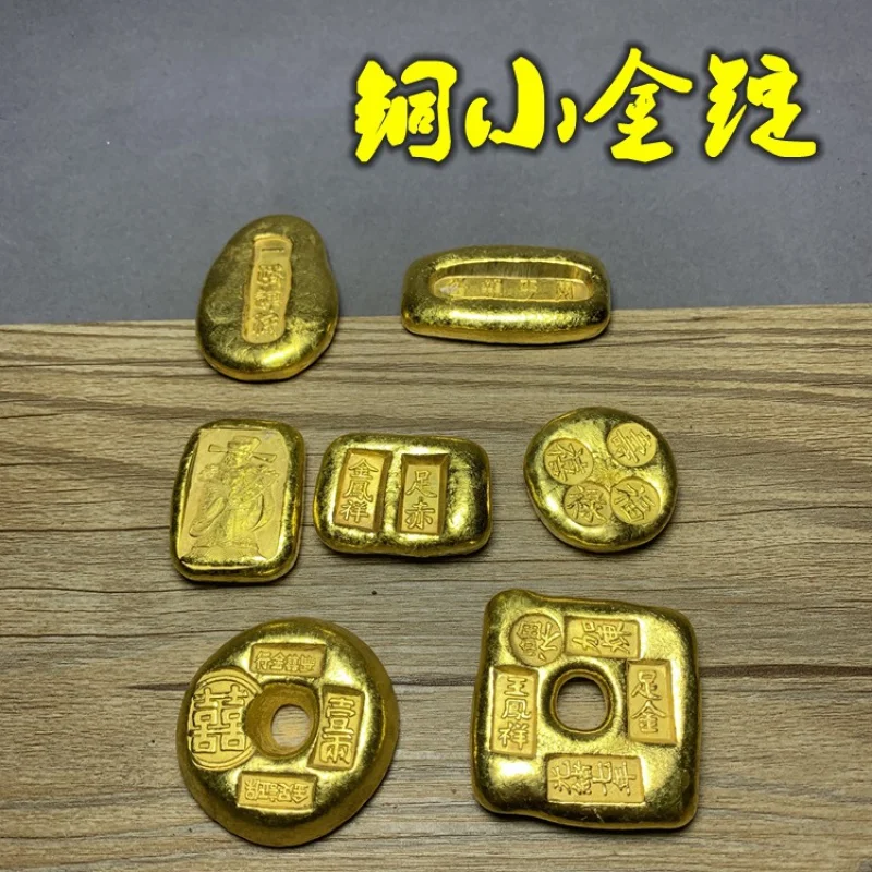 Antique Ingot in Ming and Qing Dynasties Gold Ingot Gold Coin Pure Red Gold Ingot Lucky Waist Small Gold Ingot Gold Ingot Chisel