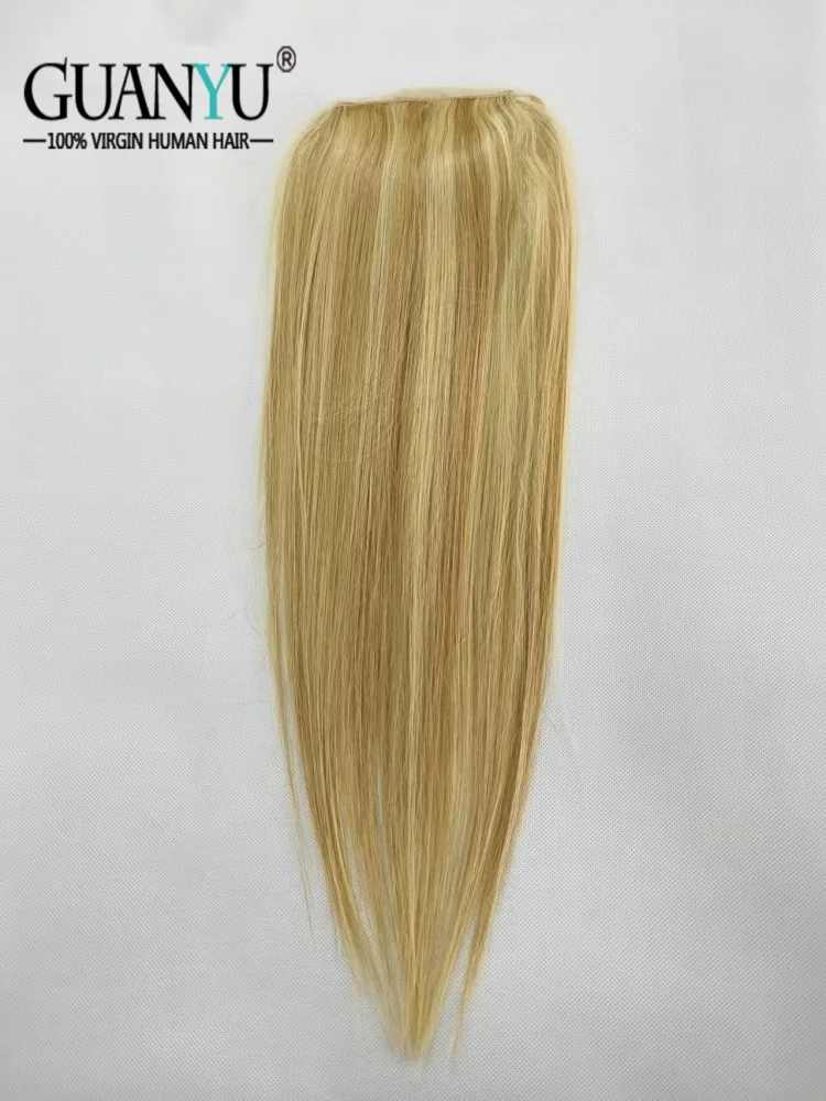 P27/613 Color Straight Human Hair Drawstring Ponytail Extensions Wrap Around Bundles Brazilian Remy Hair 150G 10-30 inch view 2