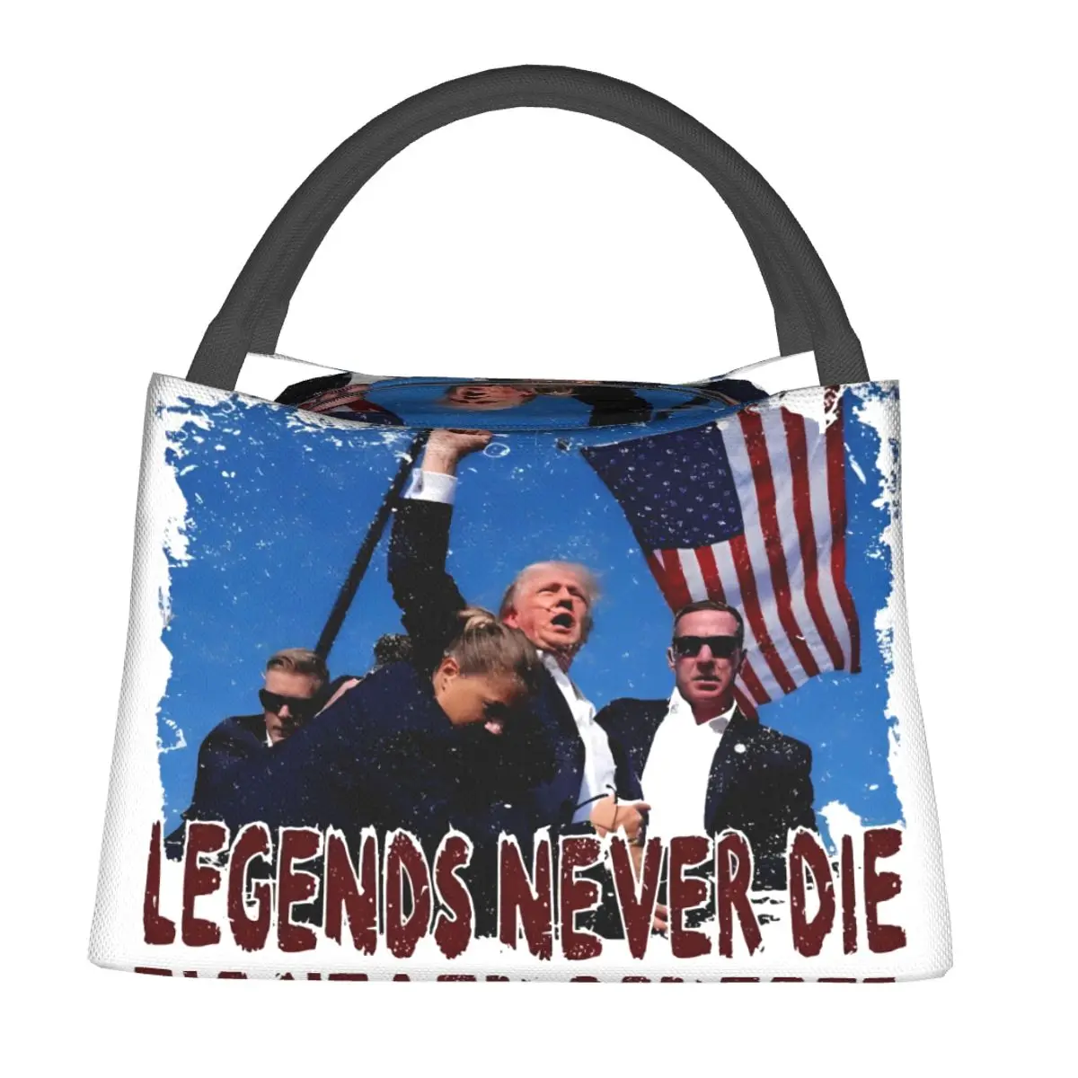 Donald Trump Rally Shooting Merch Lunch Bag Waterproof Insulated Oxford Cooler Legends Never Die Thermal Cold Food Picnic Tote