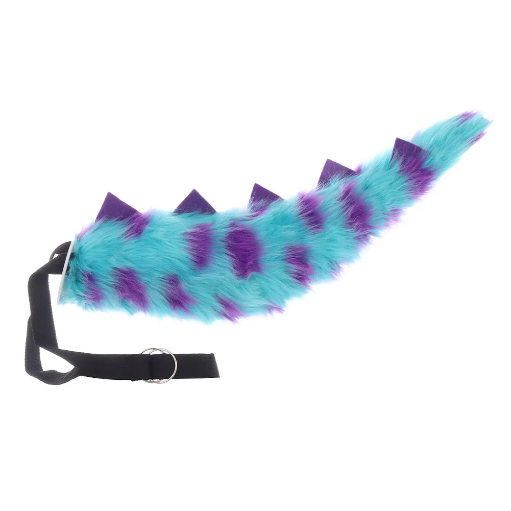 Fluffy Faux Fur Dinosaur Tail Adjustable Waist Belt Cosplay Costume Accessory Halloween Party Stage Dress Up Prop