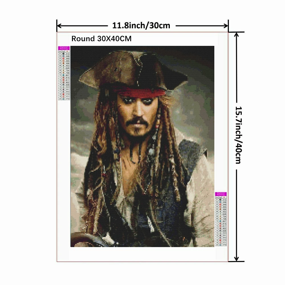 Pirates of the Caribbean Jack Sparrow Diamond Painting Johnny Depp Full Drill Round Embroidery Mosaic Cross Stitch Home Decor