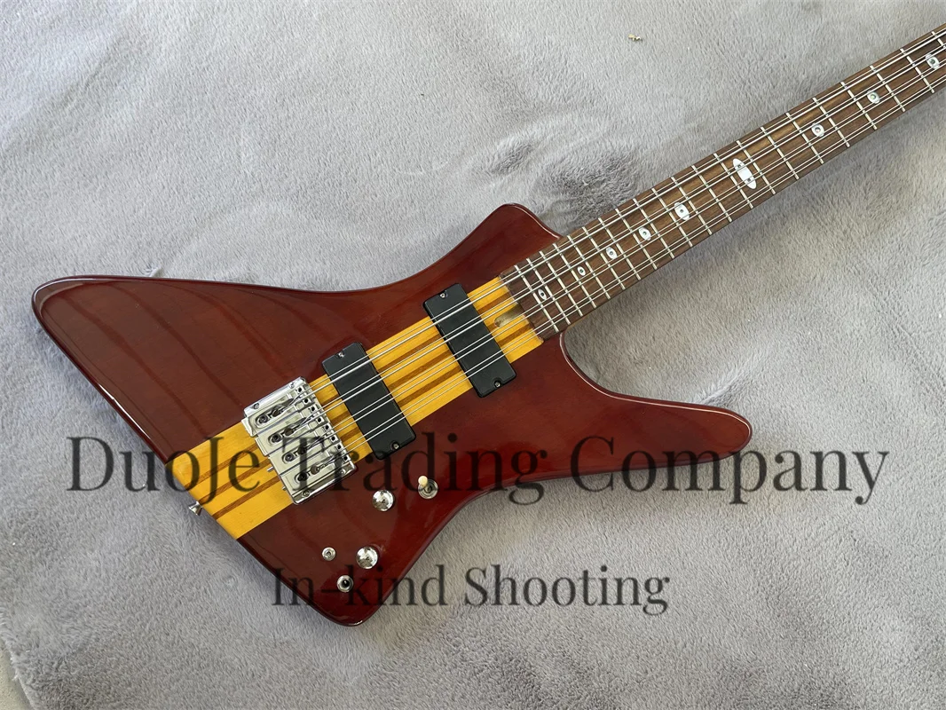 8 string bass Complex chord 7 pieces of wood neck through Red Brown body High quality bridge rose wood fingerboard oval Mosaic