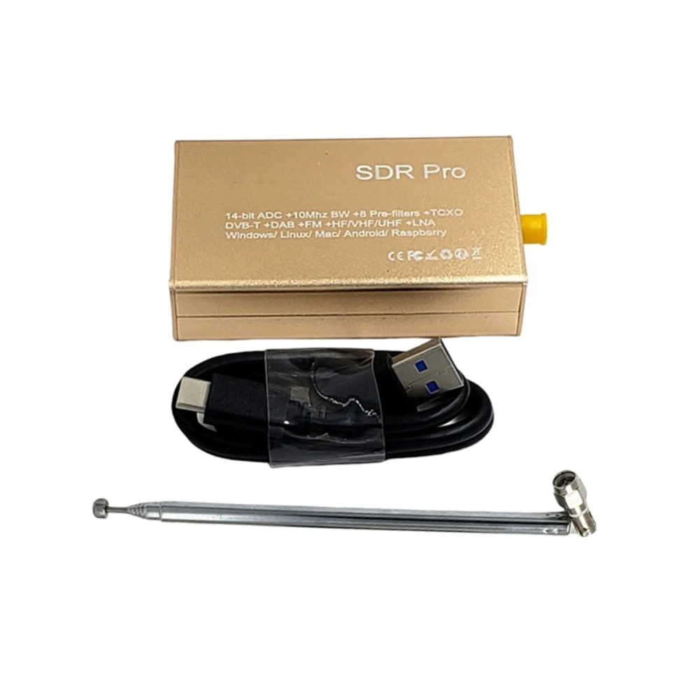 2025 New For SDR Pro Radio SDR Receiver 14Bit Software Defined Radios 10KHz-2GHz Wideband SMA Connector 50ohm 185mA