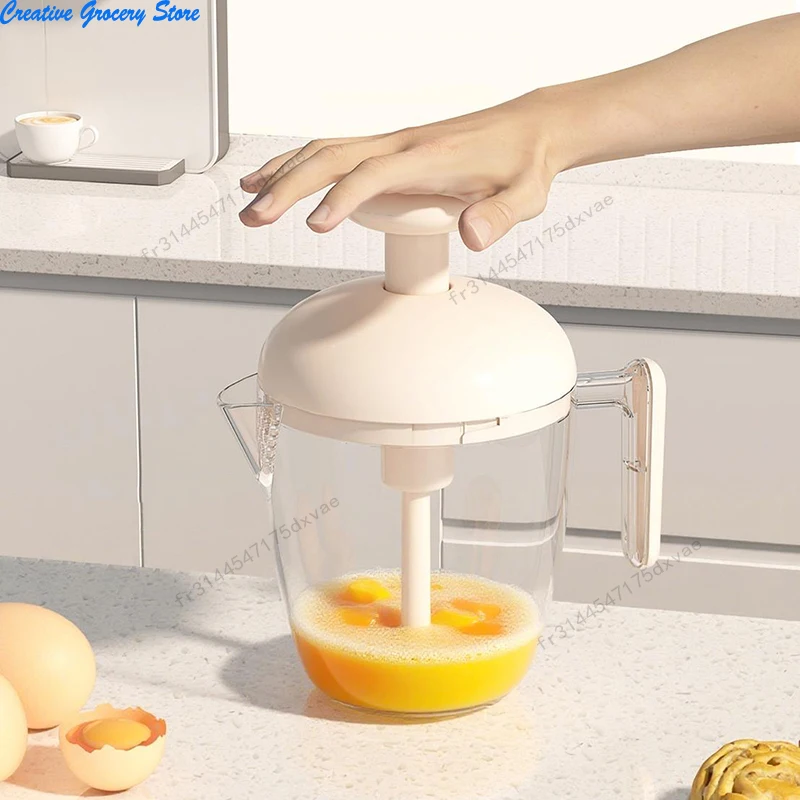 Batidora de Huevos Manual, Semiautomática, Espumador de Leche, Tipo Prensa Manual para Batir Claras de Huevo, Herramienta para Hornear
