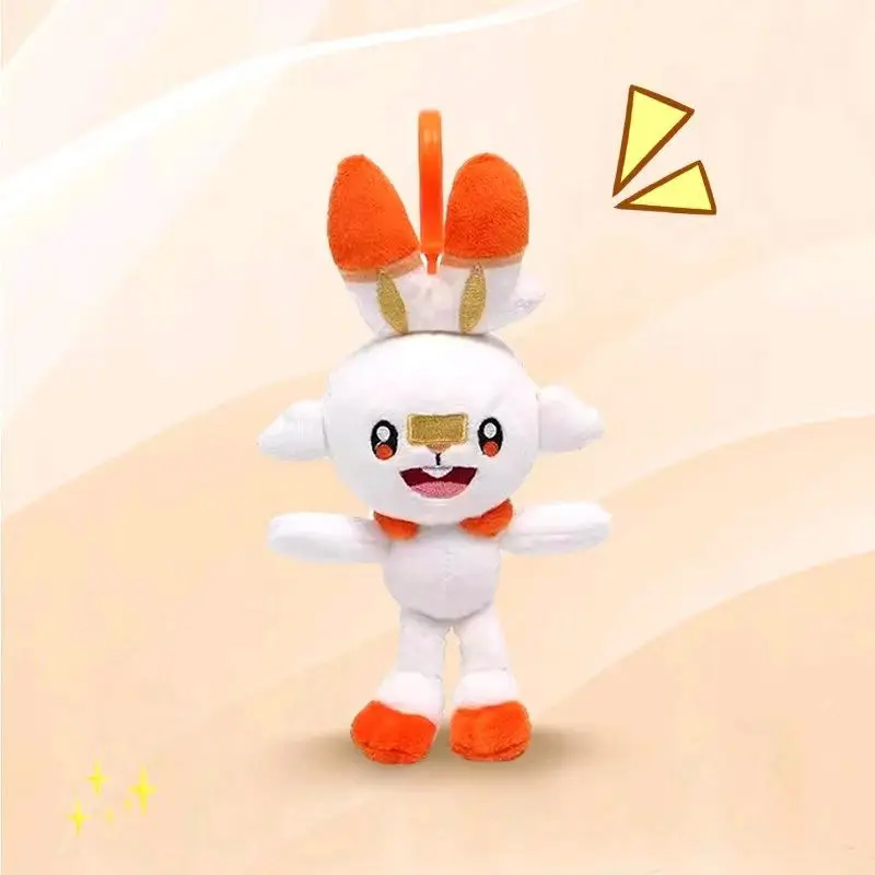 本物のポケモンスコルバニーかわいいぬいぐるみぬいぐるみキーホルダーバックパックペンダントキーリングモデル人形誕生日クリスマスギフト子供のための