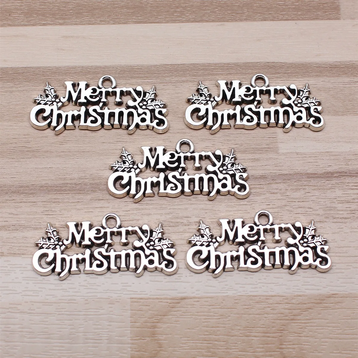 IFOCUS 5pcs/Lot Merry Christmas Charms For DIY Jewelry Making Zinc Alloy 16x36mm/0.63x1.42inch