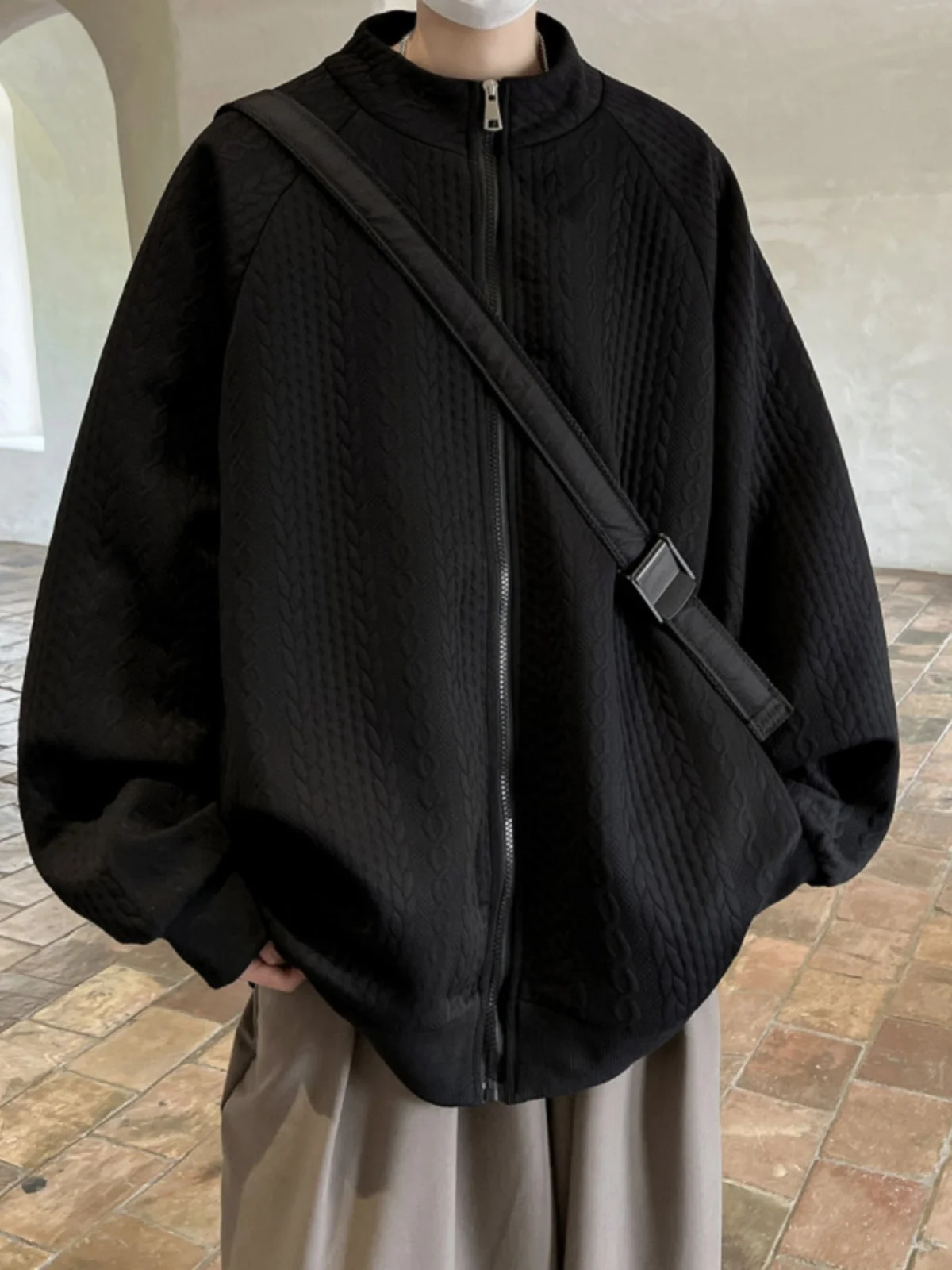 

Oversize Diamond Plait Jaet for Men Spring Autumn Sle Trendy Brand Cool Haome High Quali Lightweight Maturi Feeling