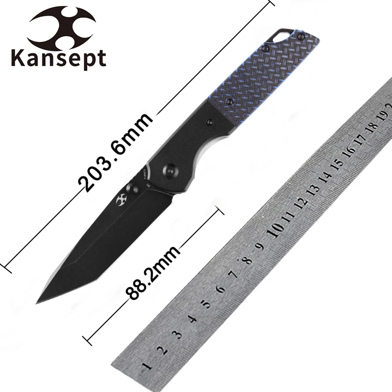 Kansept Warrior T1005T Series EDC 3.47'' Tanto D2 Blade with Aluminum & G10 Handle Kim Ning Designed Outdoor Pocket Knife