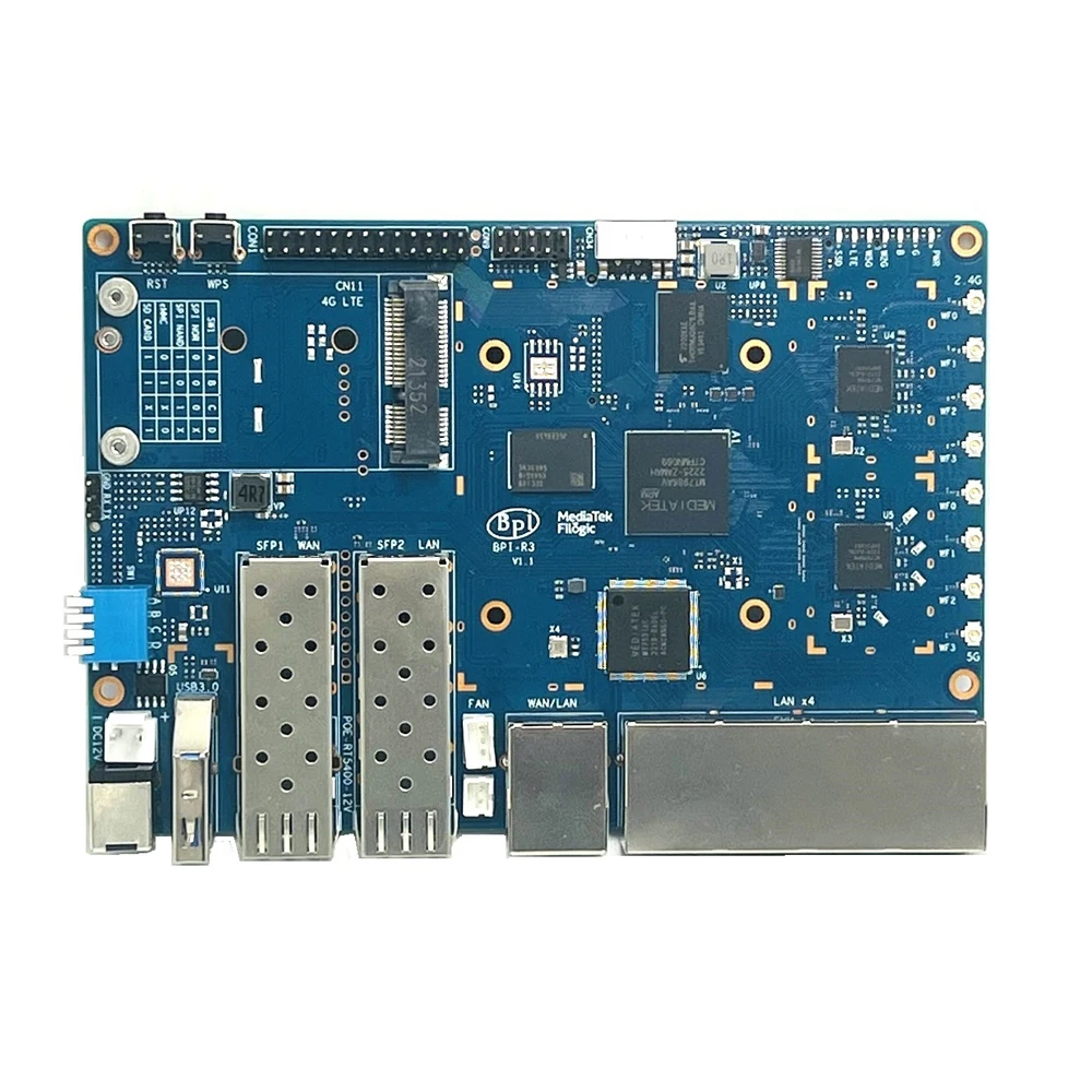 Imagem -05 - Placa de Desenvolvimento do Router Banana pi Bpi-r3 Mediatek Mt7986 Filogic 83 Quad Core Arm A53 Chip Mt7531a Wifi 6e 2.5g Sep Novo