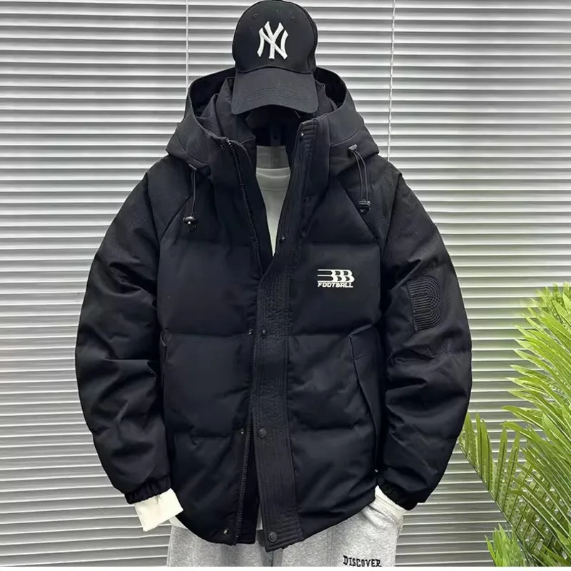 Herren-Wintermode, vielseitige, dicke, warme Brotjacke, lockere und einfache trendige Marken-Outdoor-Arbeitskleidung, Daunenjacke mit Kapuze