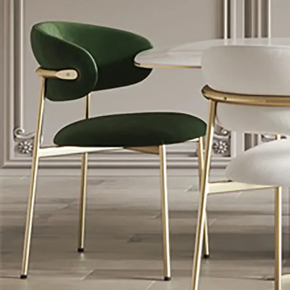 Luxury Green Dining Chairs Golden Metal Legs Comfort Metal Legs Lounge Modern Dining Chairs Design Silla Rosa Indoor Furniture