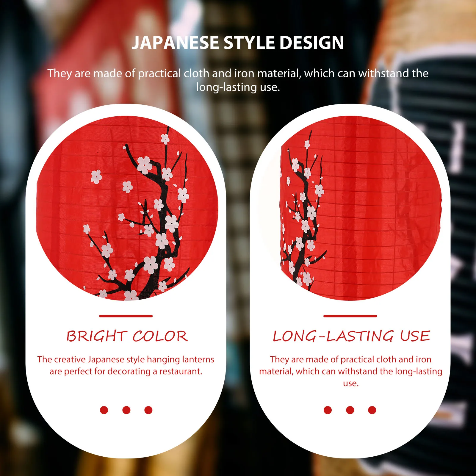 

Japanese Style Plum Blossom Lanterns 25x48 Silk Red Wax Waterproof Outdoor Decorative Party Lanterns for Restaurant New Year