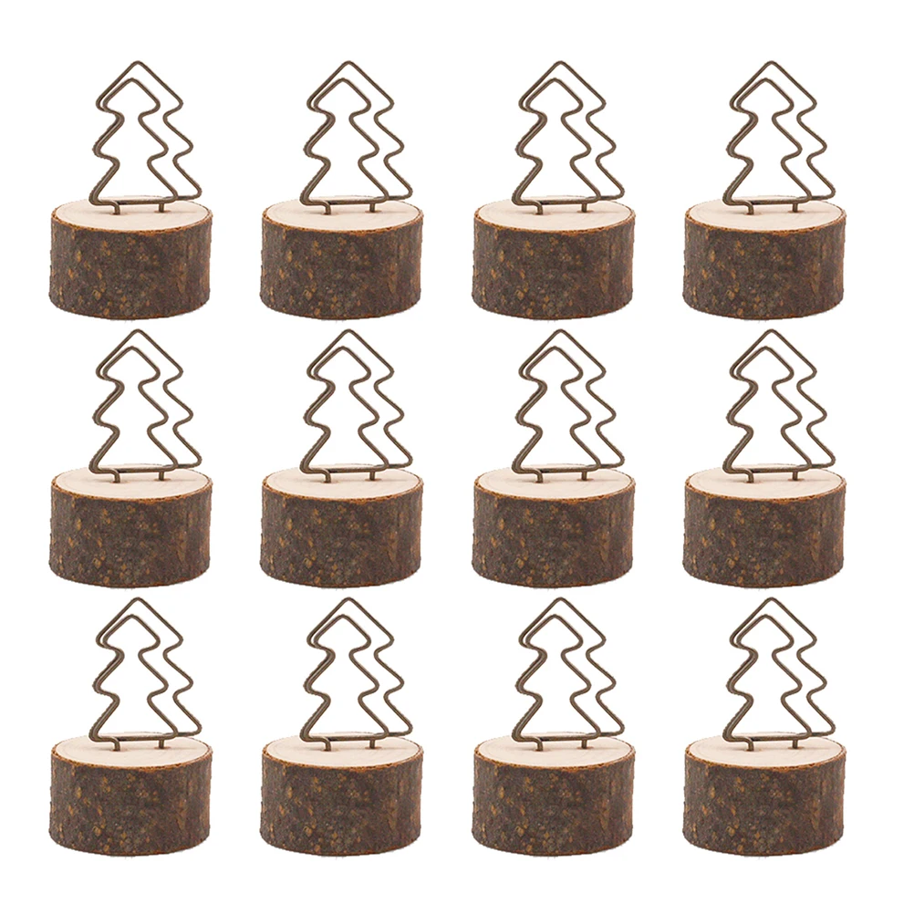 

12 Pcs Memorandum Bark Clip Office Vintage Home Decor Wedding Table Wooden Farmhouse Place Holders Retro Note Stand