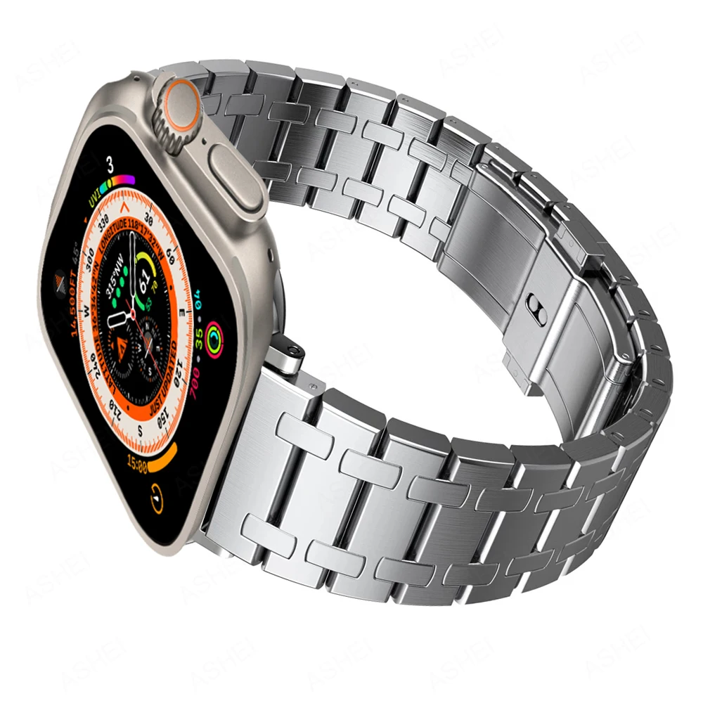 Apple Watch用ステンレススチールストラップ,iwatch用,ウルトラ2,49mm,バンドシリーズ9,8,7,45mm, 41mm,6,5,4,44mm 40mm、ラグジュアリー