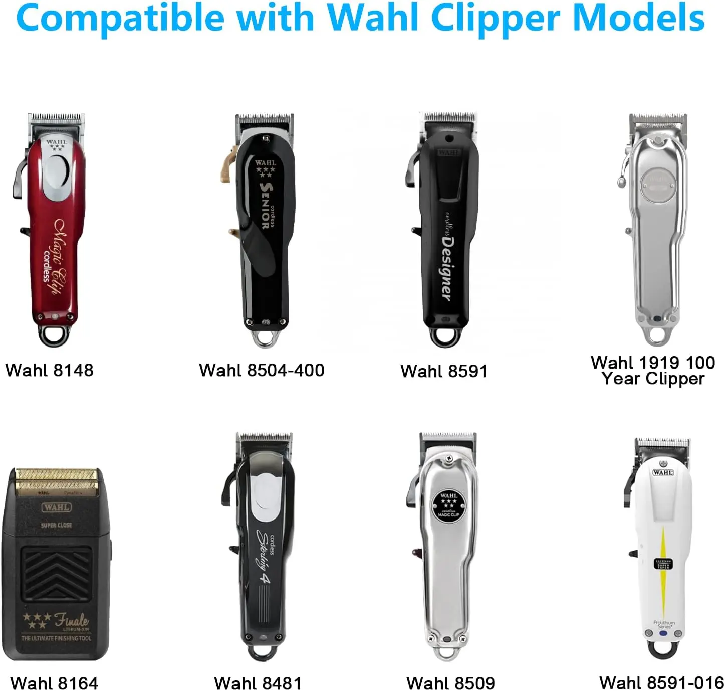 4V Clipper Charger Compatible with Wahl 8164/8591/8148/8504, 5-Star Magic Clip Cordless Trimmer, 1919 100 Year Hair Clipper