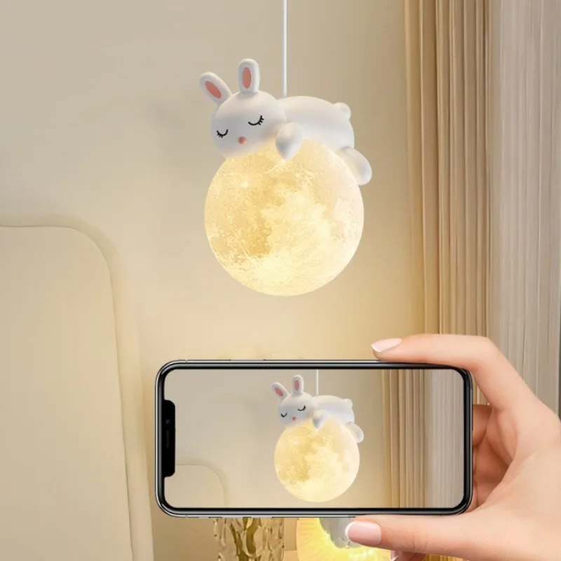 

2026 Minimalist Pendant Lamp LED Creative Moon Corridor Children's Room Bedside Warm Small Hanging Lamp Factory