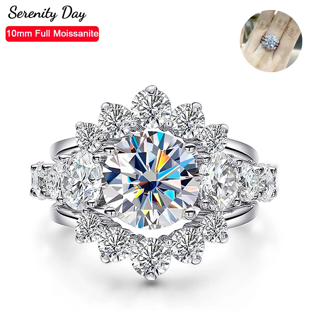 Serenity D Color 11 Stones 8cttw All Moissanite Row Rings Set Women GRA Certified S925 Silver Wedding Bands Plated 18K Jewelry