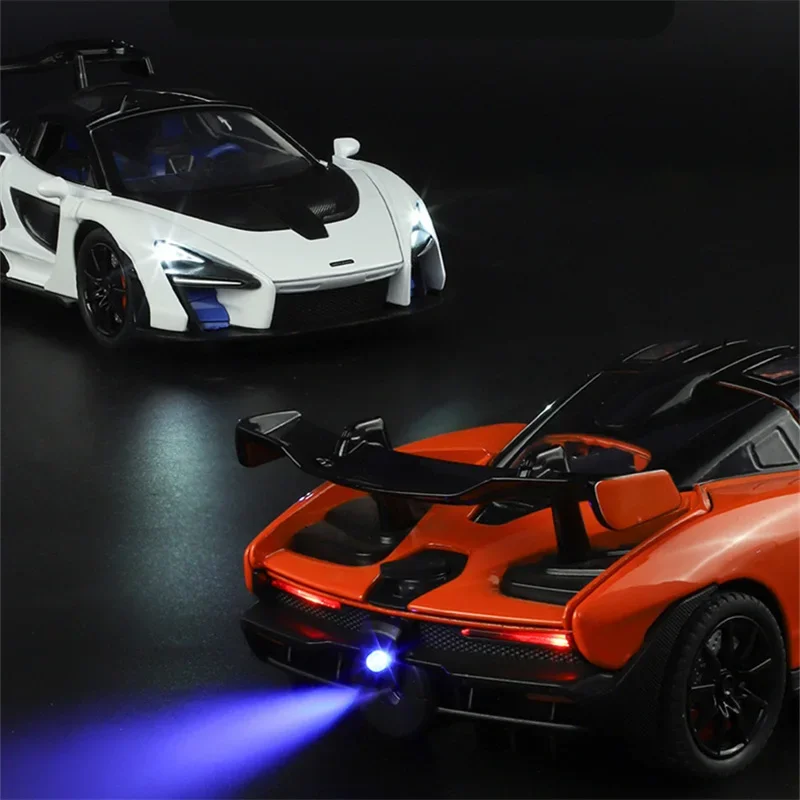 1/24 Senna Legering Sportwagen Model Diecasts Metal Track Racing Voertuigen Auto Model Geluid Licht Simulatie Met Spray Kinderen Speelgoed gift
