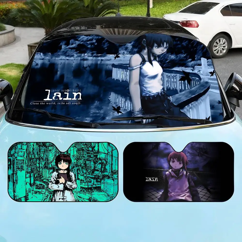 Anime S-Serial E-Experiments Horror L-Lain Car Solar Protection Heated Windshield Sunshade Car Window Windscreen Cover Sun Shade