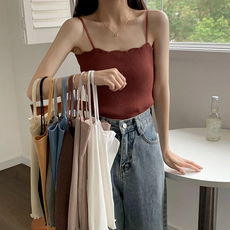 Koreanisches Einfaches Inneres Schichtungs-Tanktop, Lässiges Alltags-Top, Retro Koreanischer Stil, Gestricktes Damen-Camisole, Sommer 2026 Ärmelloses Slim-Fit-Oberteil – Detail 20