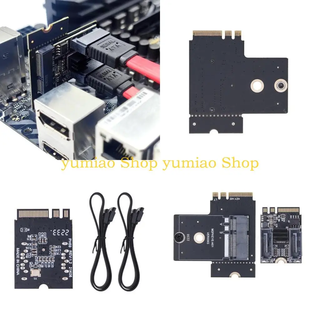 

587B M.2 NGFF -ключ A до двойного адаптера SATAIII 6 Гбит / с, высокоскоростная карта удлинения жесткого диска SSD с коррекцией