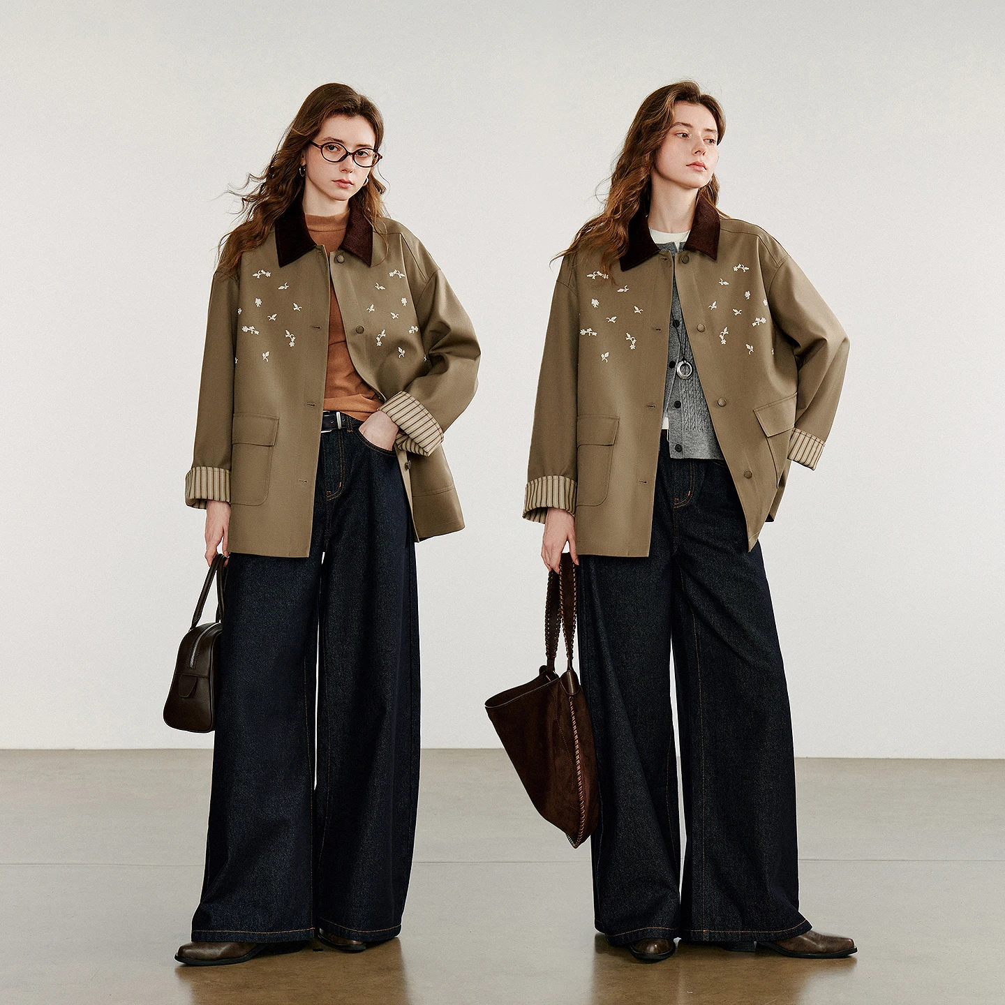 TOYOUTH المرأة سترة معطف 2025 الخريف جديد الحظيرة نمط المتناقضة اللون الربط متوسطة طويلة ملابس العمل خندق معطف