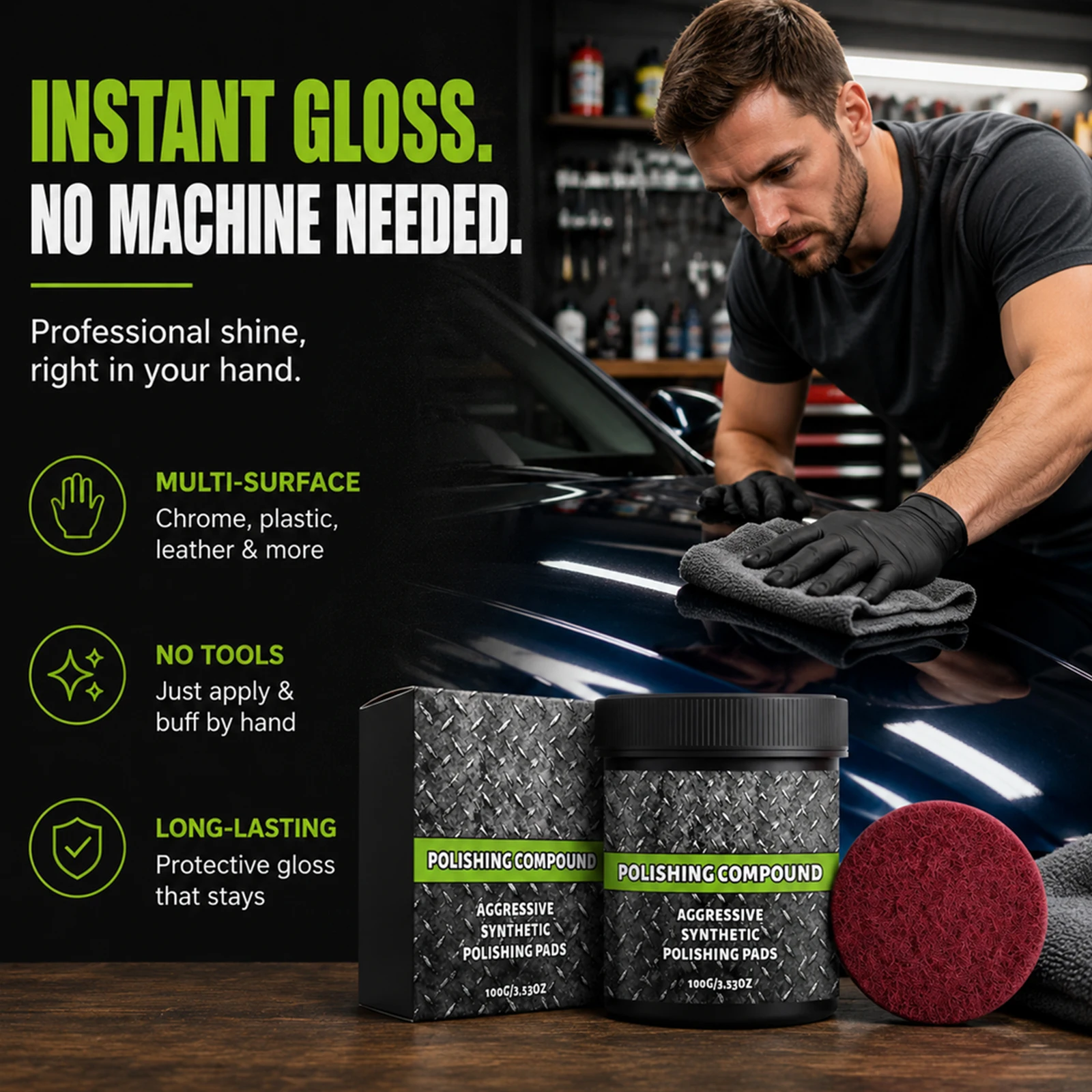 Car Polishing Compound Polishing Kit Pad Auto Paint Scratch Repair Grinding Detailing Tool Multi-Surface Polishing