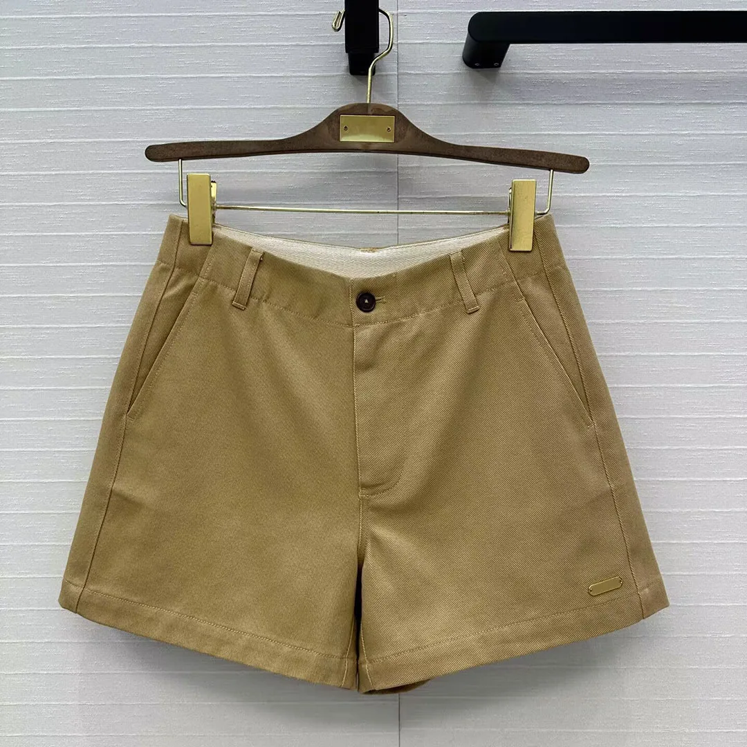 

2025 New Fashion Solid Color Casual Shorts Women Midi Waist Twill Cotton Old Money Style All-matched Designer Shorts